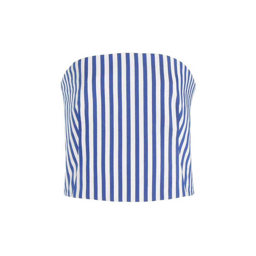 Rosie Assoulin Venus Top Awning Stripe Strapless Tube Top Blue White Size 0